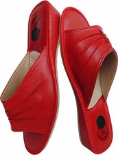Mules-slippers-slides size 35, real leather, red pl.8-11-4-10