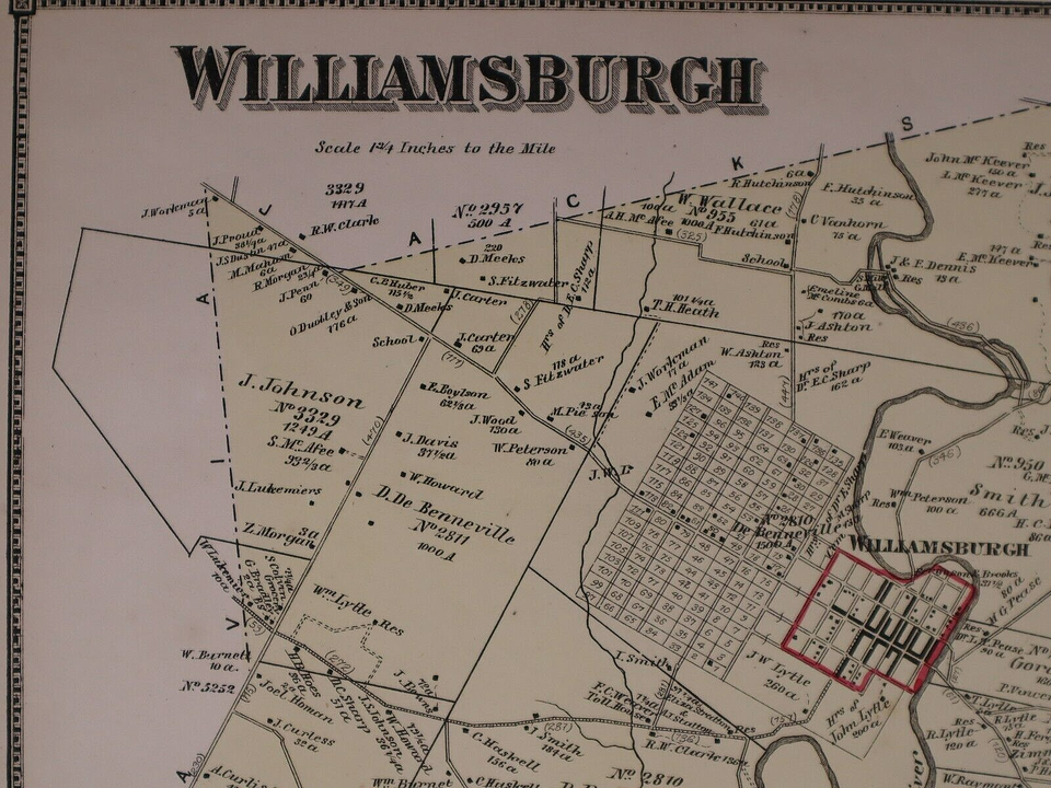 1870 Plat Map WILLIAMSBURGH TOWNSHIP, CLERMONT COUNTY, OHIO CLOVER