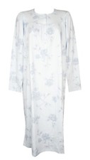 LINCLALOR women's nightgown winter long sleeve henley collar cotton interlock it