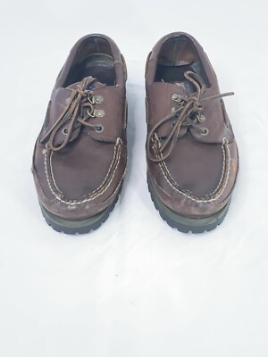 Tommy Hilfiger Men’s Size Brown Green Leather Boat Shoes Loafers  M14401