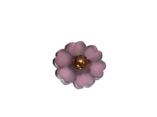 Purple Wisteria Colored Vintage Flower Shaped Czech Glass Shank Button 7/8" - Picture 5 of 5