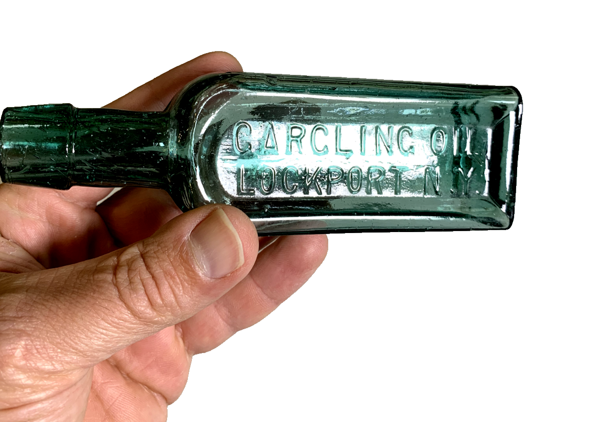 Antique Medicine Bottle Gargling Oil LOCKPORT (Niagara falls