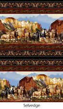 Wild Wild West By Studio E Fabrics - Black Scenic Double Border Panel  5356-99