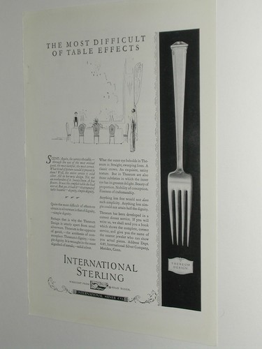 1924 International Silver advertisement page for Sterling THESEUM Design Fork