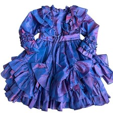 Martha s Miniatures girls 6 vtg pageant tutu purple iridescent long sleeve dress