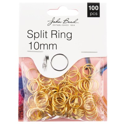 John Bead Split Ring 10mm 100/Pkg-Gold (Pack of 3)