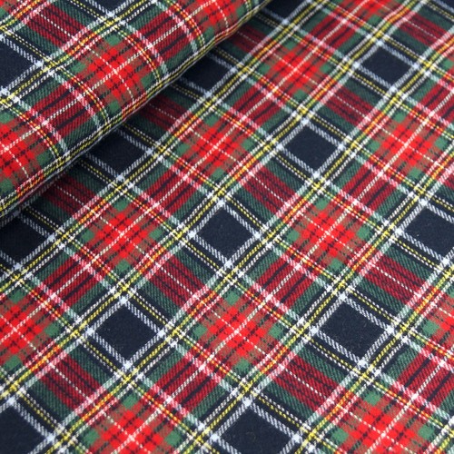 Tartan Cotton Brushed Fabric Royal Stewart Black Watch Flannel - Picture 2 of 5