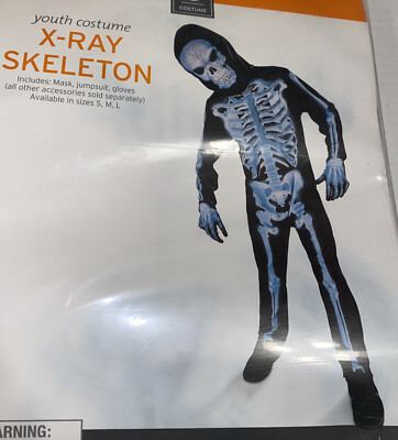 Brand New Costume Skin Suit Black Skeleton X-ray Youth Size L Morph suit