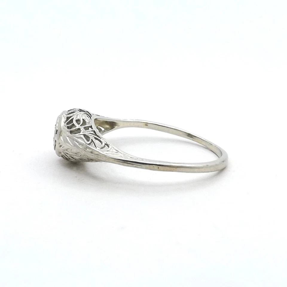 Art Deco 14k White Gold Engagement Ring Setting Mounting - Image 2 of 4