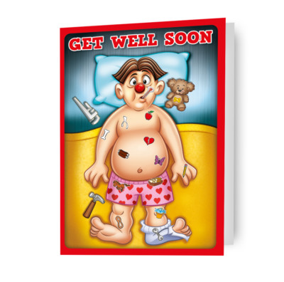 Get Well Soon Karte Hasbro Operation Spielkarte inklusive Umschlag 7x5 Zoll