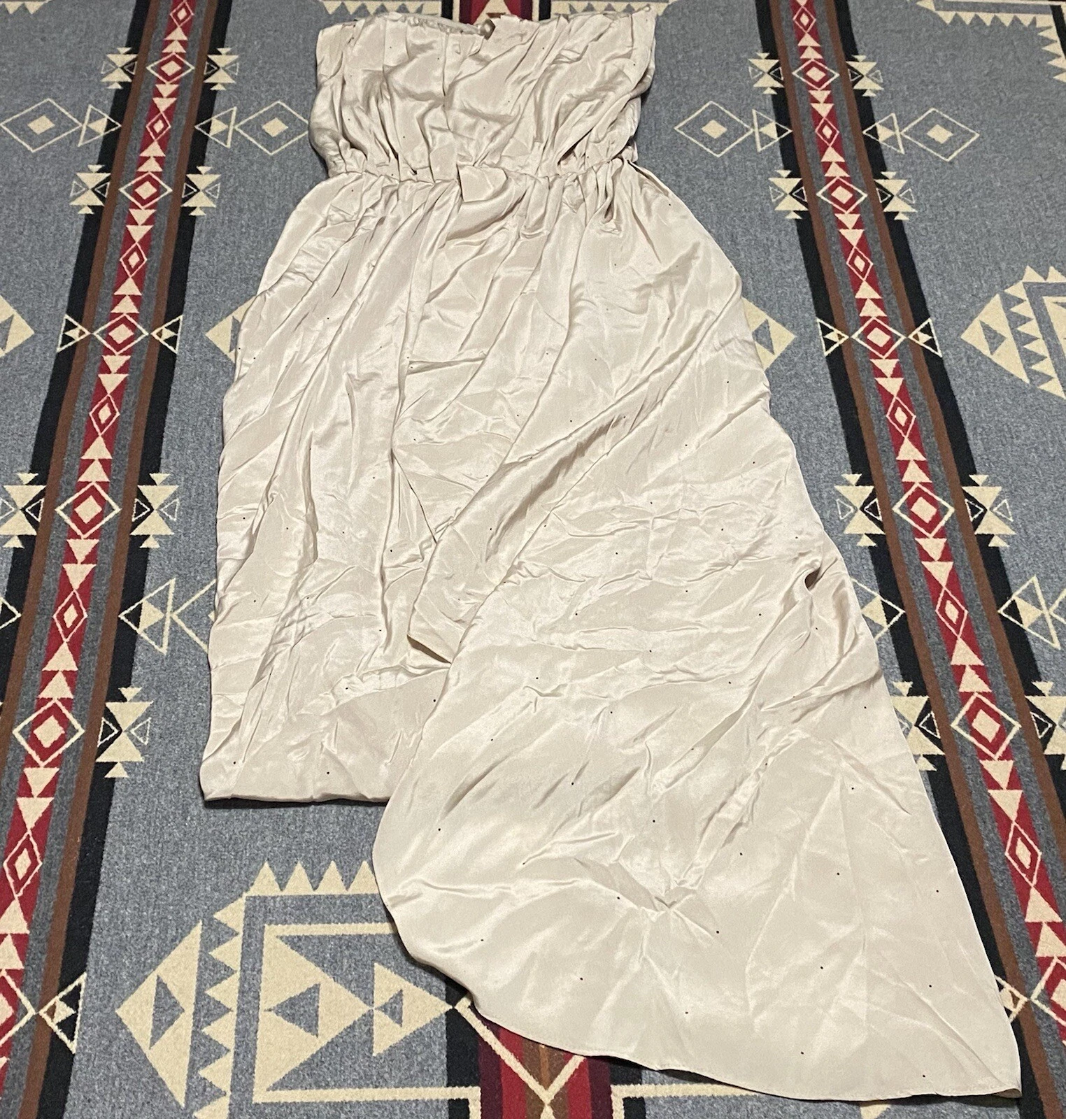 Abito Acne Studios Davina in seta a pois taglia 34 rosa beige nuovo con etichette BR