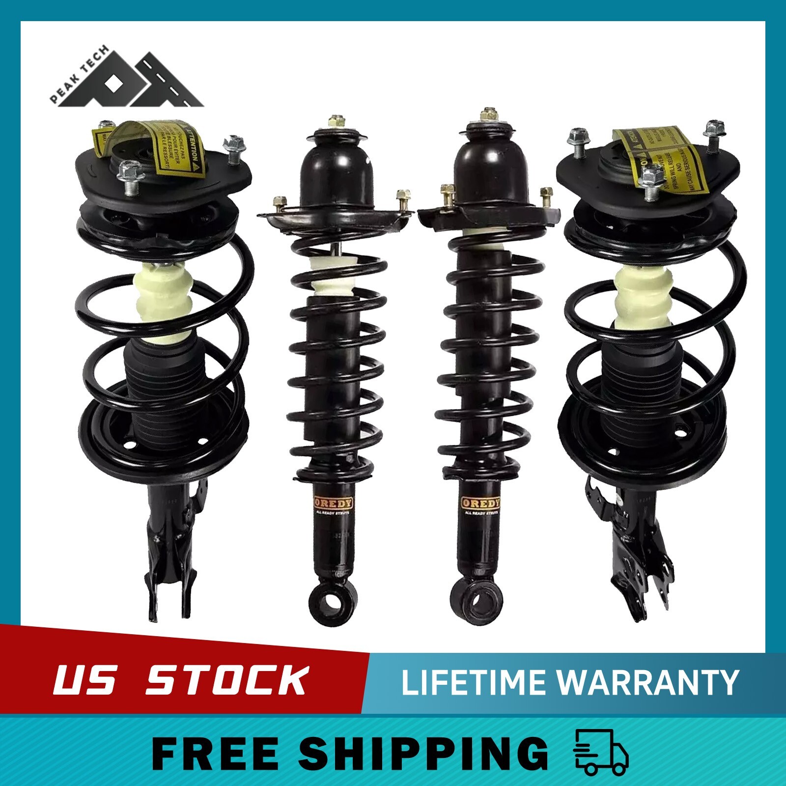 Front & Rear 4PCs Struts for Toyota Corolla 1.8L USA Built M10 Stud 2009 - 2013