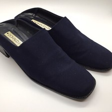 Donald J Pliner S4 Alexa Navy Silk Crepe Mules Size 7.5 N Slip-On Shoes