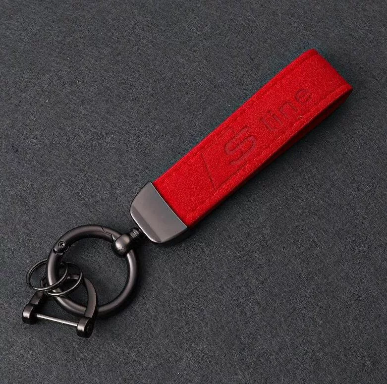 For Audi S Line Car Key Fob Key Chain Keyring Auto Accessories Alcantara Red