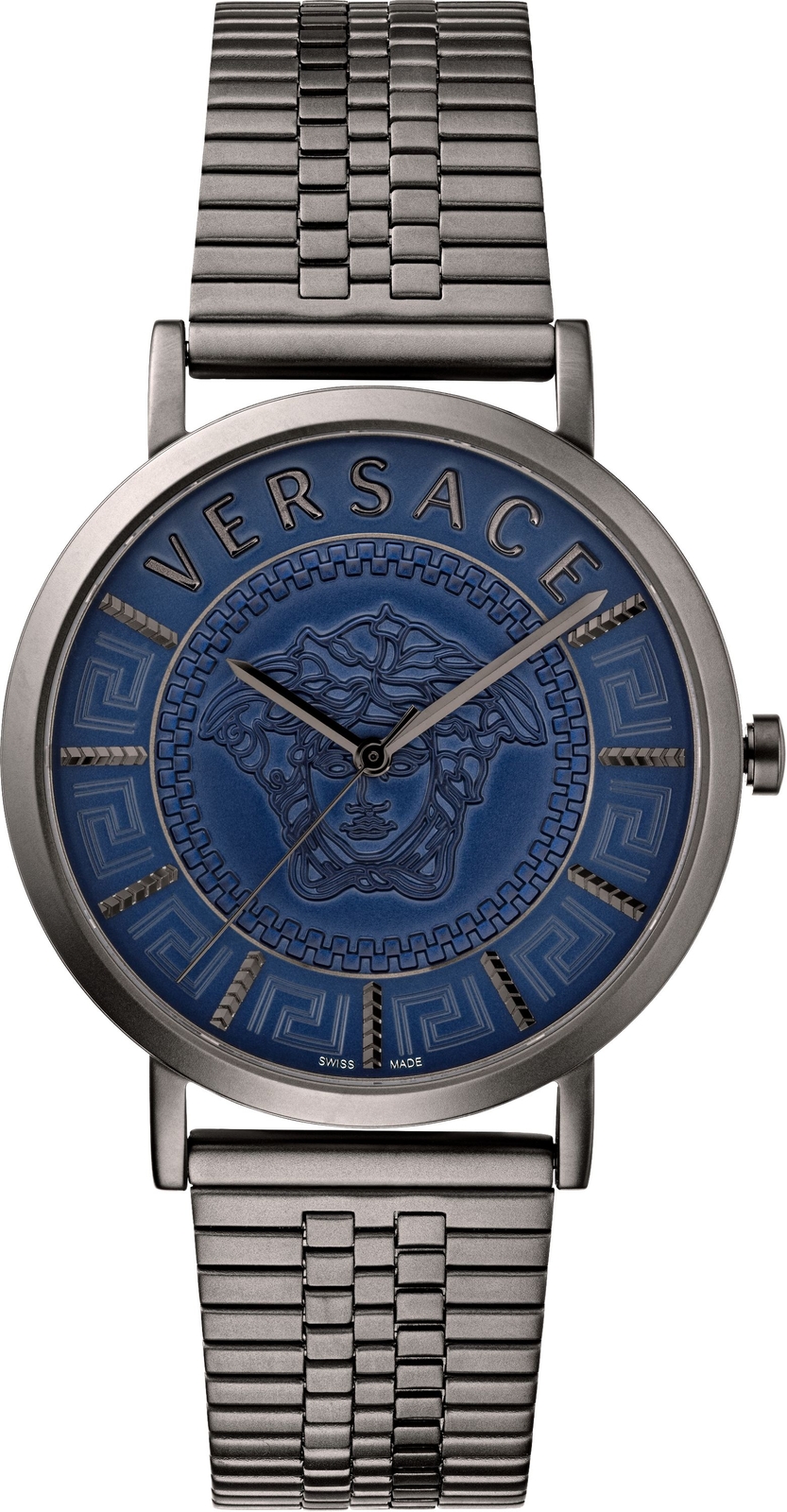 Versace VEJ401021 V-Essential blue gray Stainless Steel Men's Watch NEW