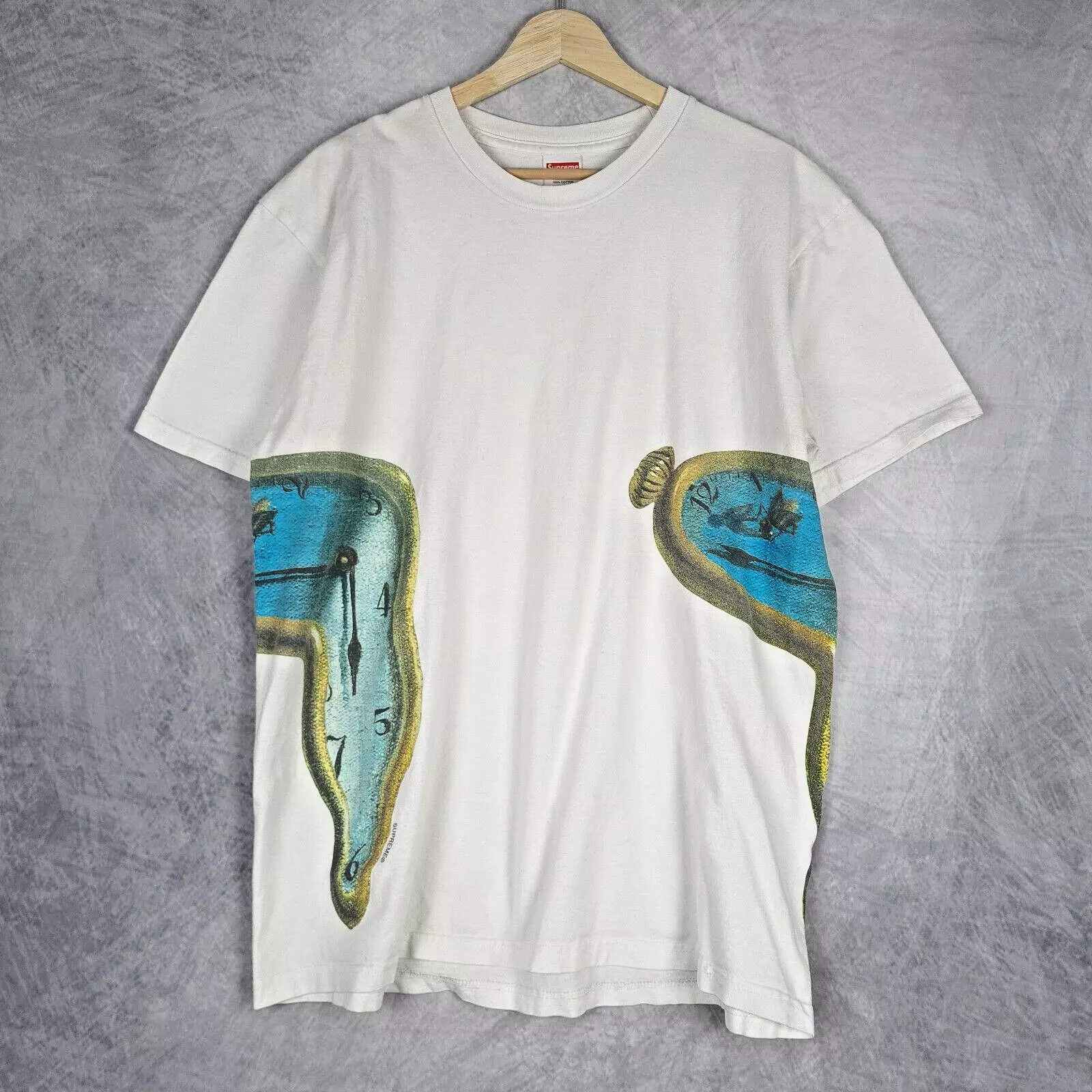 Chemise Supreme homme grand blanc Salvadore Dali Clock streetwear tee USA