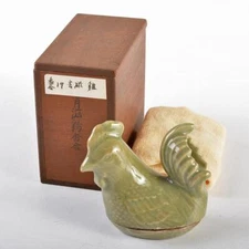Chicken Incense Holder Container Celadon w/Box Japanese Tea Ceremony Utensils