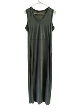 Spense Vintage Olive Green Front Slit Maxi Dress Medium