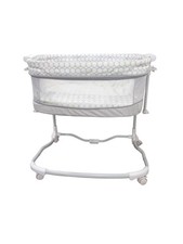 Ingenuity Baby Bassinet Bedside Sleeper Portable Rolling Crib Gray Mesh Used
