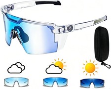 UV400 Photochromic Safety Glasses, Polarized Impact Resistant for Work/Sports