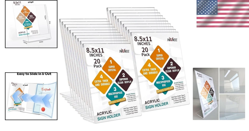 亚克力标志支架 8.5x11 支架透明塑料 20 包 — 第 2/4 张图片