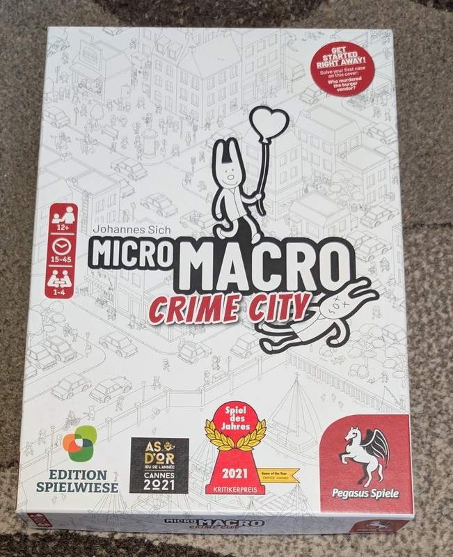 Micro Macro Crime City Board Game - Pegasus Spiele (2021) Opened, Unused