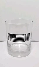 Whiskey Glass FREEDOM ,American Flag, CLEAR,GIFT , 13Oz NEW