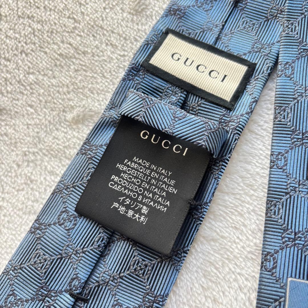 Mint Gucci Interlocking GG Pattern Blue Tie Men's… - image 9