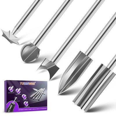 Wood Carving Bits Set Compatible with Dremel, 5Pcs Different Types Rotary Too...