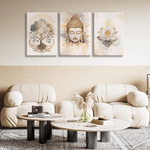 3Pcs Religions Buddha Canvas Wall Art Tree of Life Wall Decor Painting Pictur... - Picture 7 of 7