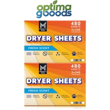 Member's Mark Fabric Softener Dryer Sheets Fresh Scent 480 Count.