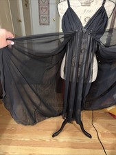 Sexy Sheer Oscar de la Renta pink label XL lingerie black baby doll Gown