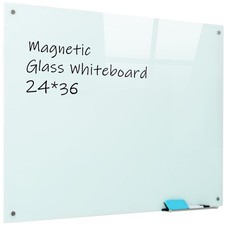 Magnetic Glass Whiteboard 24x36 Frameless Dry Erase Wall Mount Office Classroom