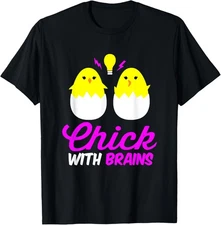 CUTE CHICK WITH BRAINS T-SHIRT Funny Meme Saying Quote Gift