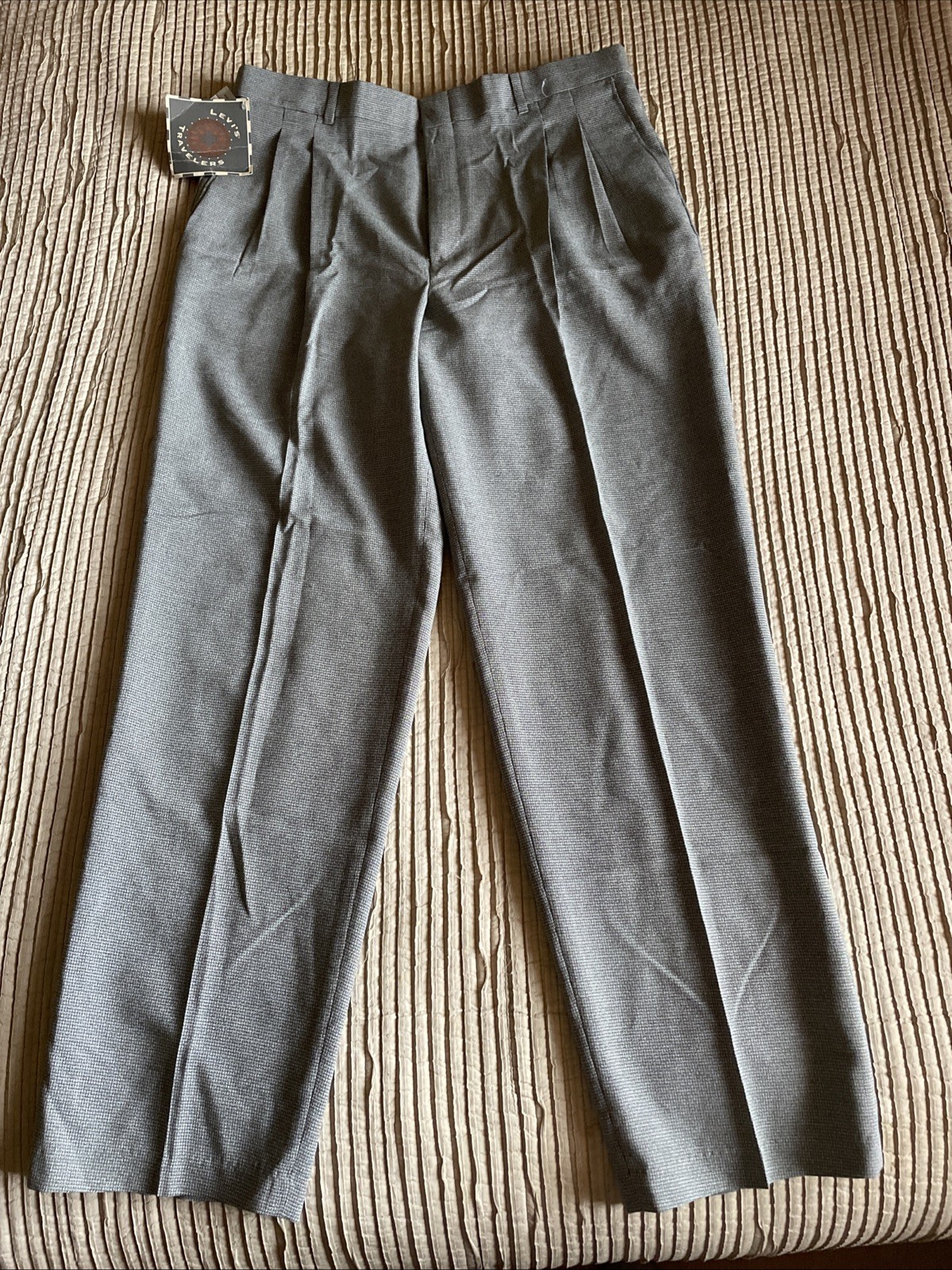 VTG LEVIS Travelers Gray Nailhead Worsted Wool Blend Pant Trouser 36 x 32 RARE
