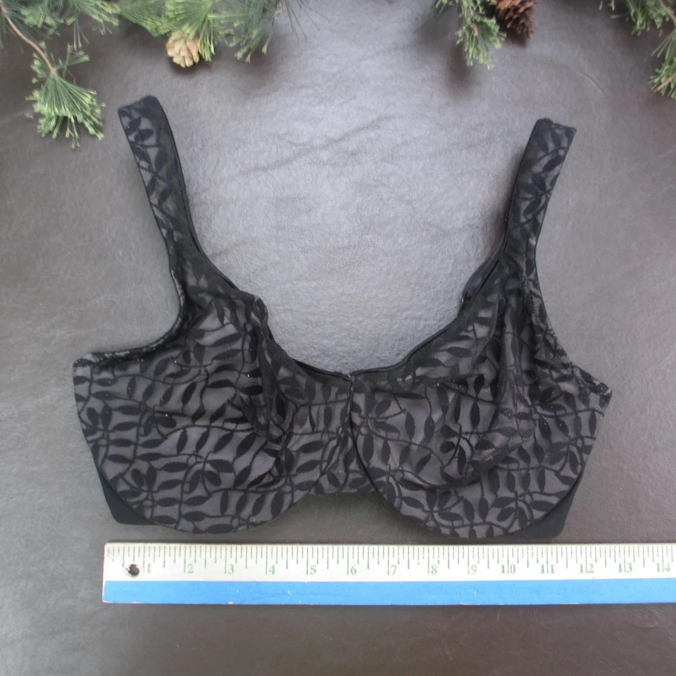 Sujetador Olga By Warners para mujer 36DD hoja negra encaje con aros cobertura completa Foto 2 de 4