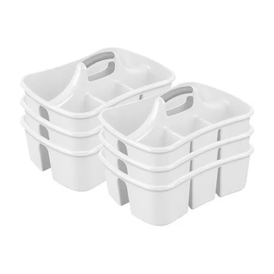 Divided Storage Ultra Caddy with 4 Compartments and Handles in White (6-Pack)