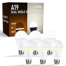 6 Pack 9W A19 Dimmable Dual Mode LED Bulb, Circadian Night Light Bulbs