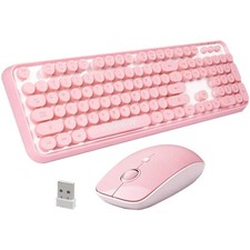 Wireless Keyboard and Mouse  Cute Colorful Keyboard and Mouse with 2.4GHz Co...