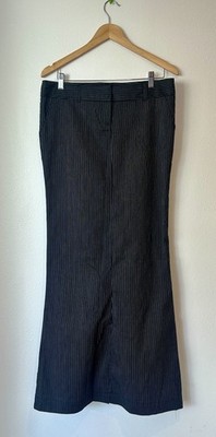 Tracey Evans  Y2K Long Pin Striped Skirt 1990s Size 11 Black And White Lines