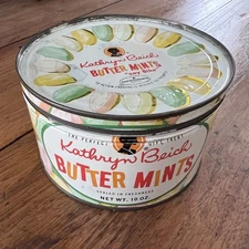 Vintage Kathryn Beich BUTTER MINTS Candy Tin  Advertising c. 1960’s