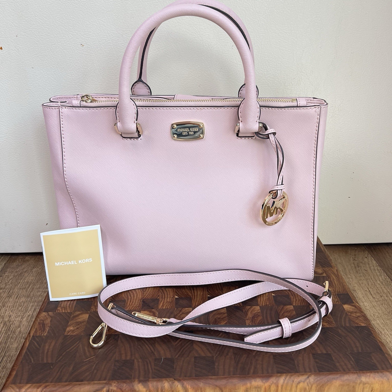 Michael Kors Kellen Medium Satchel Crossbody Bag Blossom Saffiano Leather NEW thumbnail 21