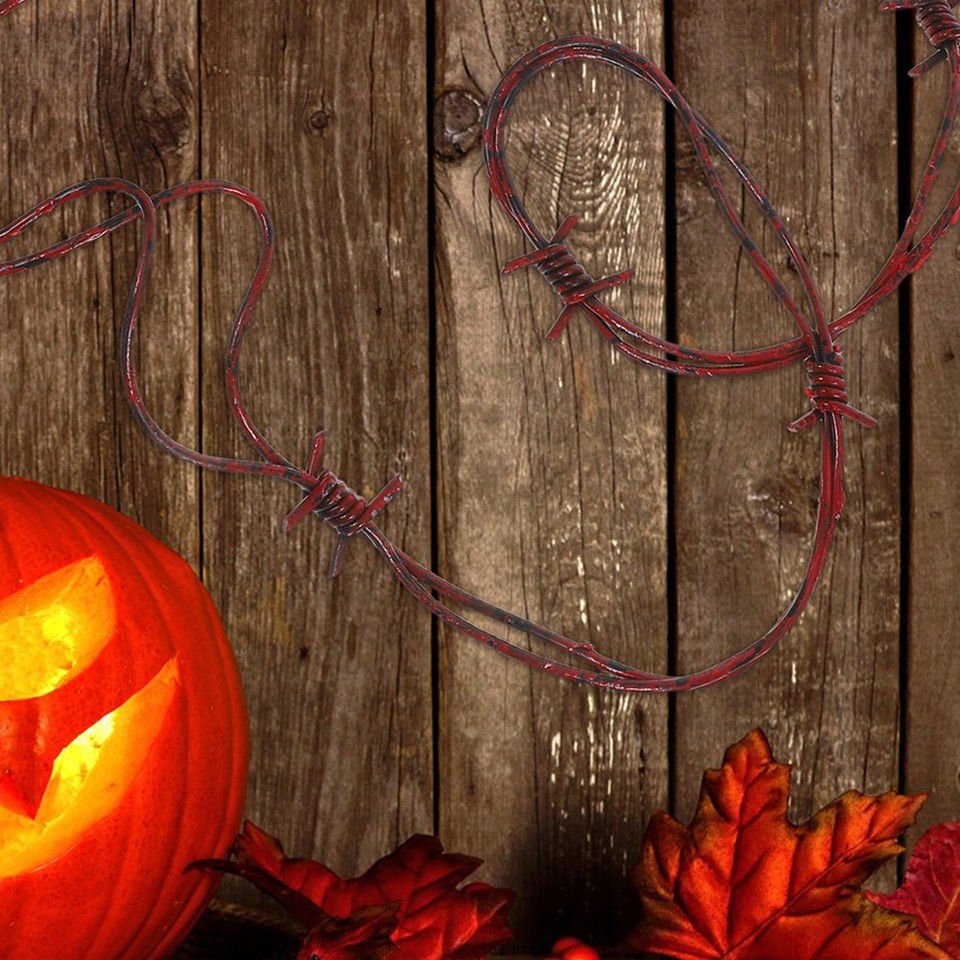 Red Props 15Pcs Red Plastic Barbed Wire Halloween Decoration Reusable Outdoor ...