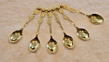 VINTAGE Gold-plated Rose Demi Spoons - Stainless Steel JAPAN HIC - LOT OF 6