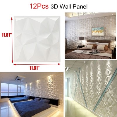 12PCS Art 3D Decorative White Wall 30×30cm Panels Luxury Diamond Design Ceiling