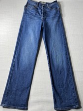Levi  s Women  s Ribcage Straight Jeans Button Fly Blue Size 28