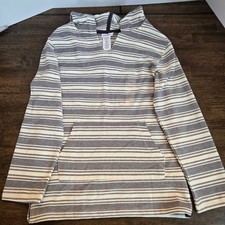 Tommy Bahama Boys Blue Striped Cotton Hoodie Navy White Large 10-12