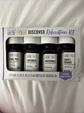 Aura Cacia RELAXATION KIT  Pure Essentials Oils Lavender Sweet Orange Patchouli