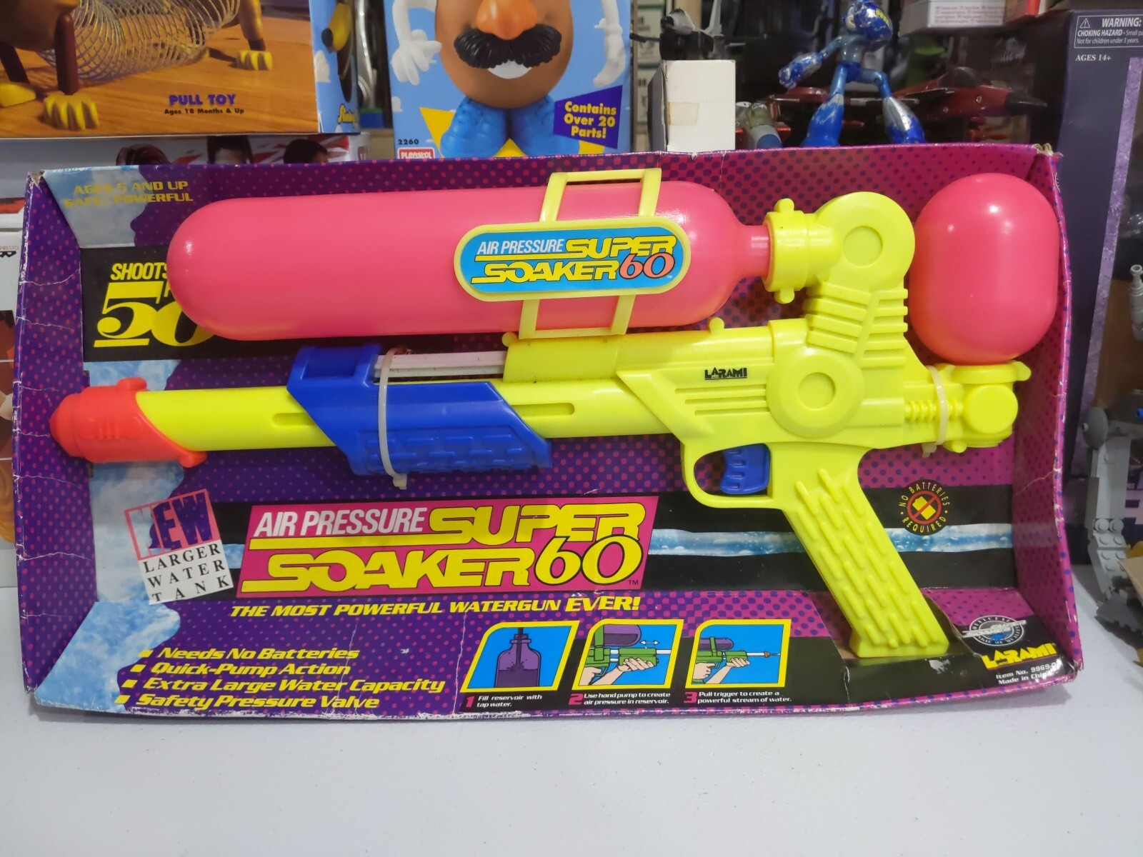 Vintage 1993 Larami Super Soaker 60 Air pressure Watergun #9969-0 NEW In Package