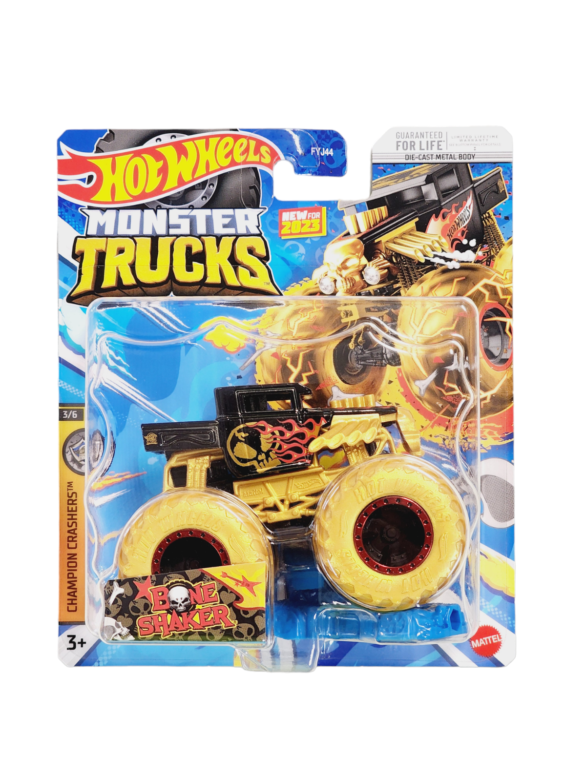 Hot Wheels Monster Trucks Bone Shaker with Crushable Car New Sealed GJG98